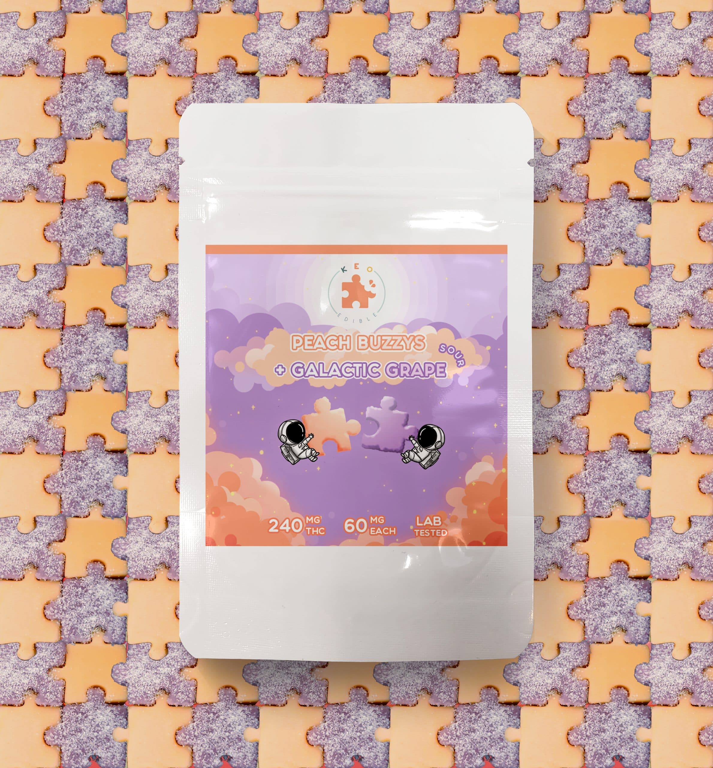 peach & grape puzzle gummies | 240mg | keo edibles