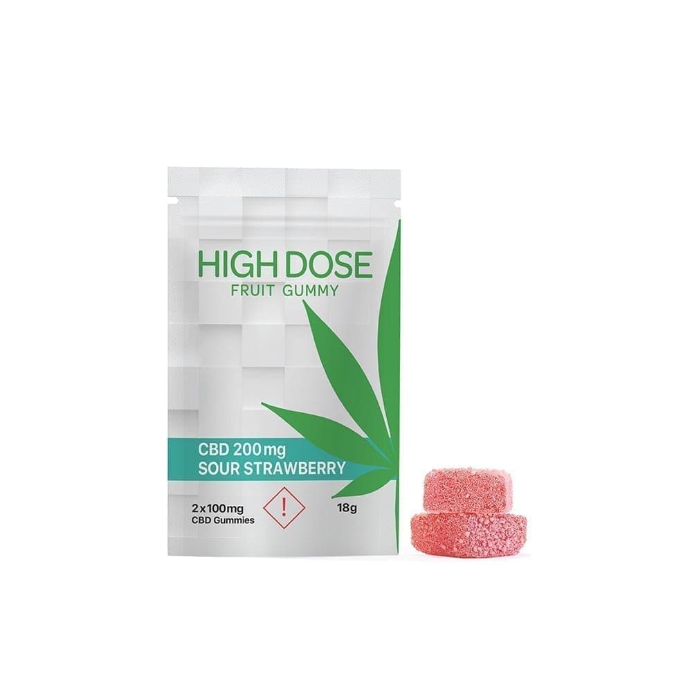 sour strawberry fruit gummies | 200mg cbd | high dose