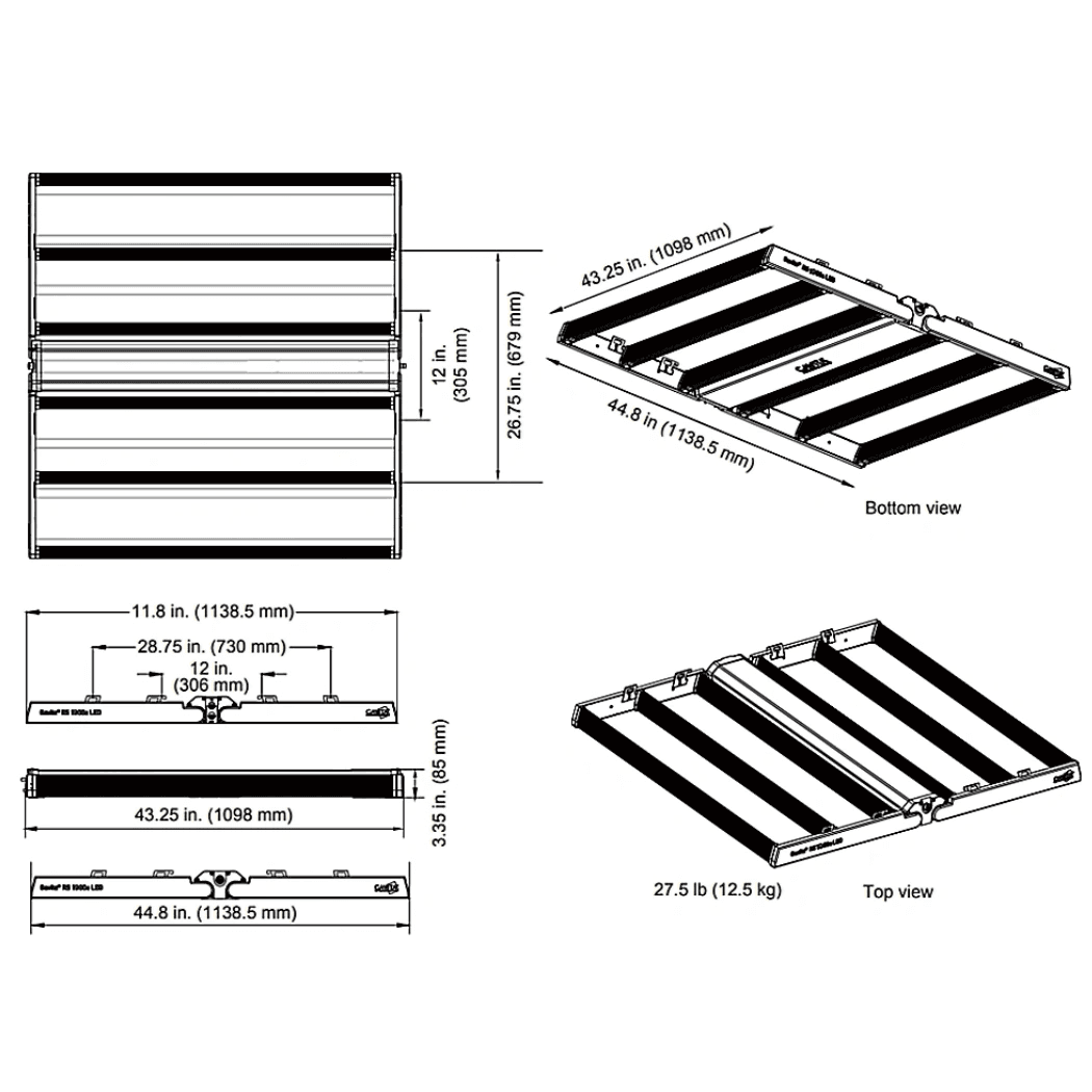 Gavita RS 1900e LED Grow Light 208-480 Volt dimensions